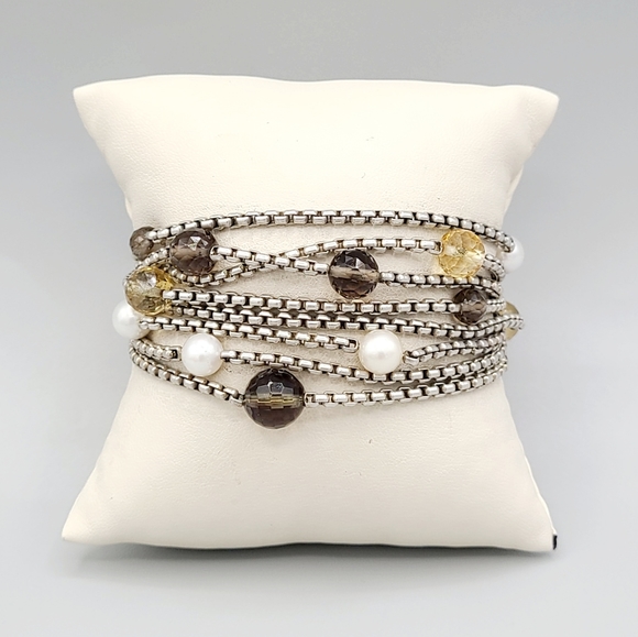 David Yurman Eight Row Chain Multi Gem Bracelet - Picture 1 of 8